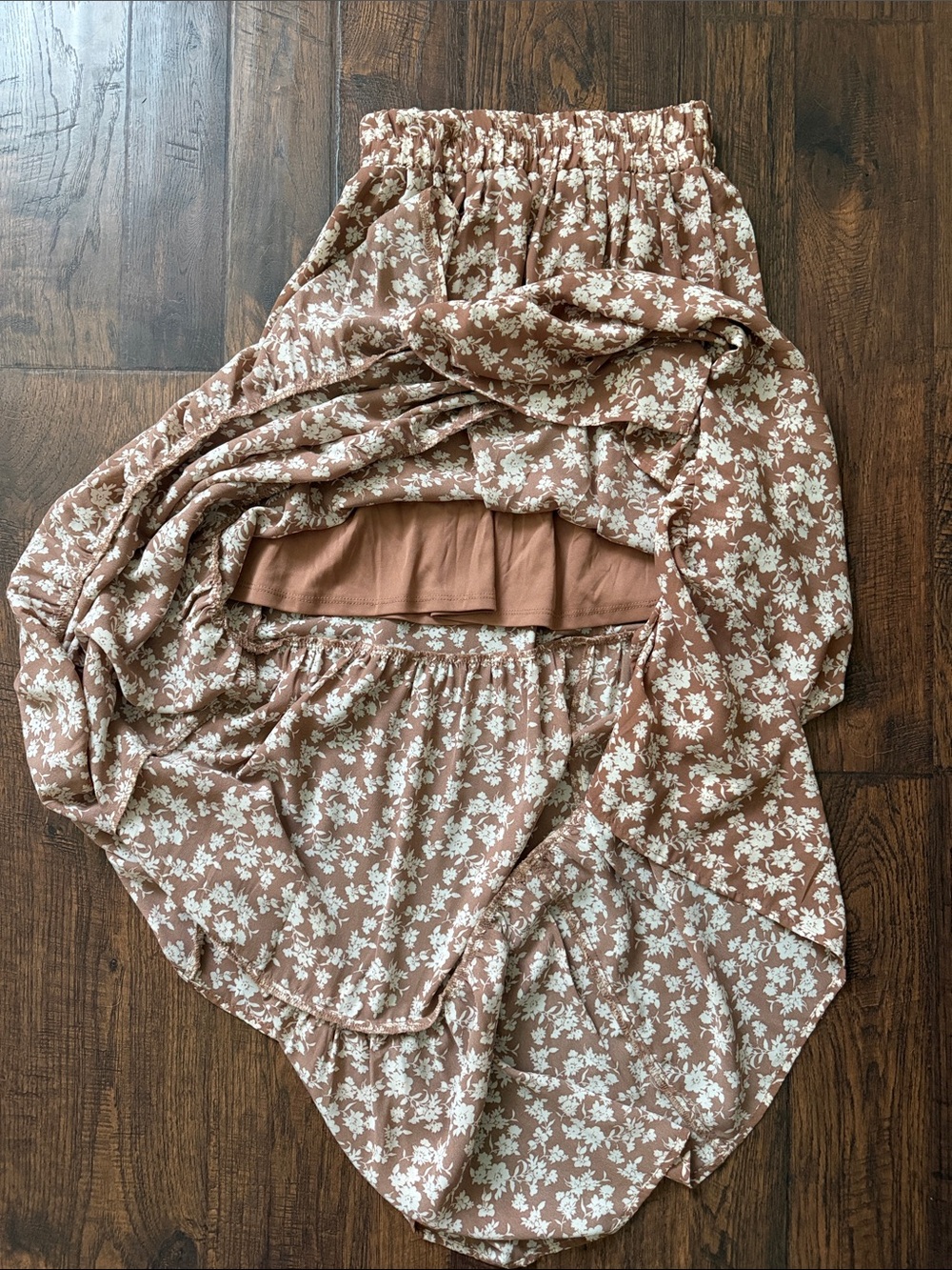 Altar'd State Brown and Cream Floral Tiered Maxi Skirt - Picture 5 of 5